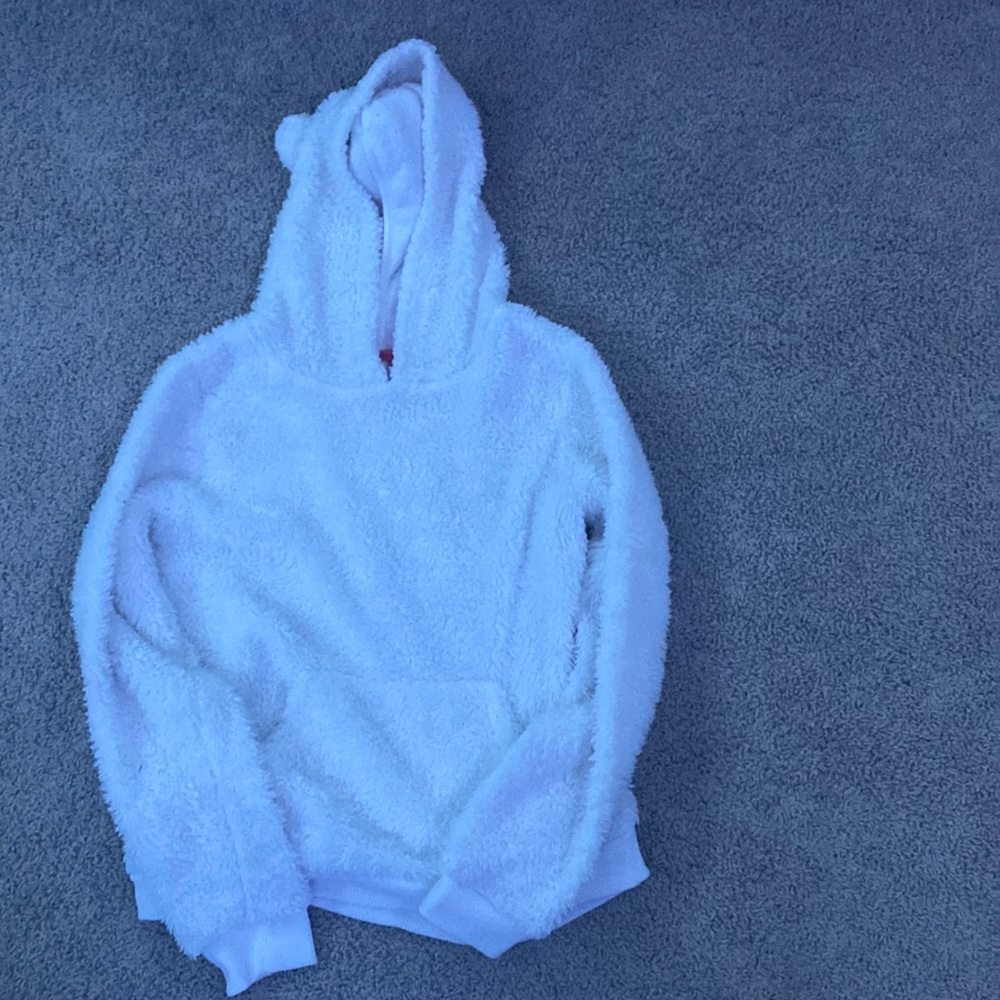 Soft fluffy white hoodie